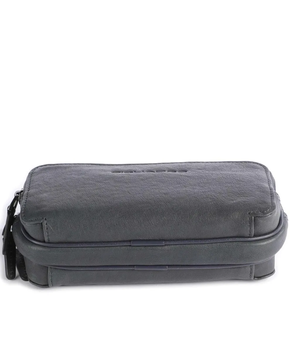 Black Square Handgelenktasche Leder, fein genarbtes Leder dunkelblau