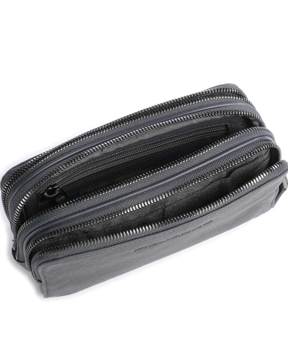 Black Square Handgelenktasche Leder, fein genarbtes Leder dunkelblau