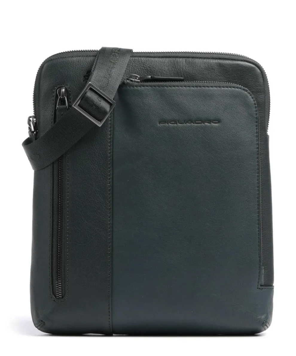 Black Square Umhängetasche genarbtes Leder dunkelgrün