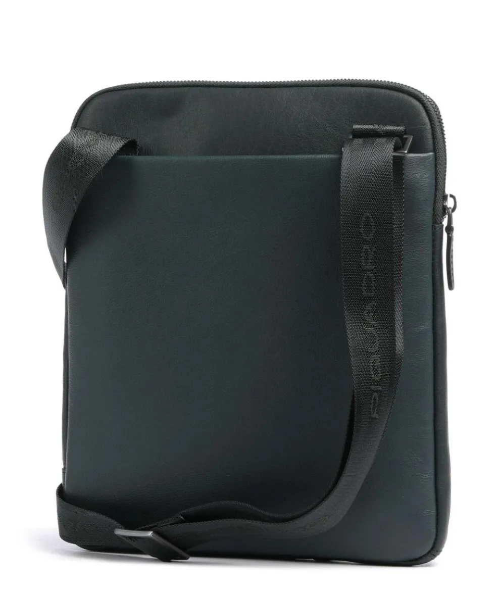 Black Square Umhängetasche genarbtes Leder dunkelgrün