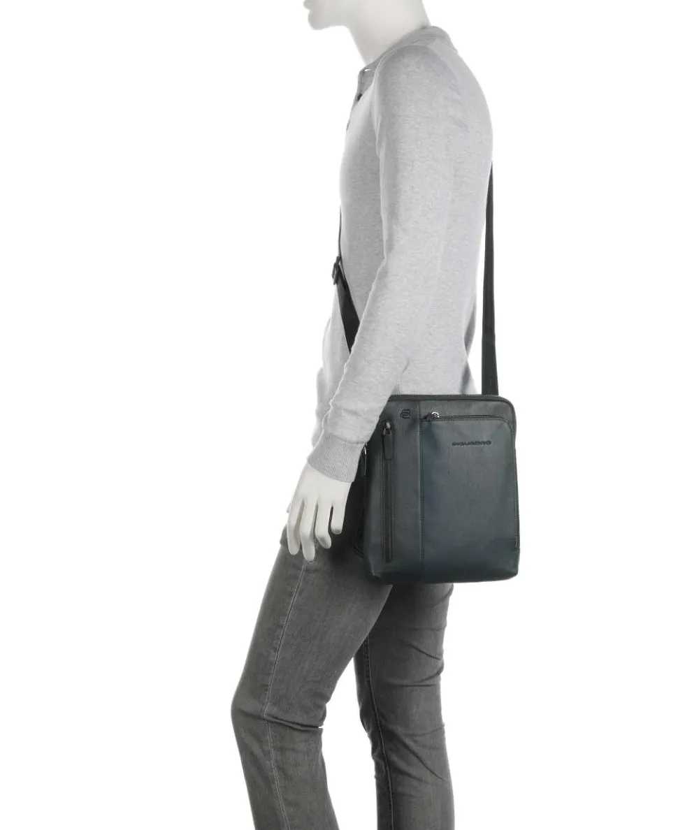 Black Square Umhängetasche genarbtes Leder dunkelgrün