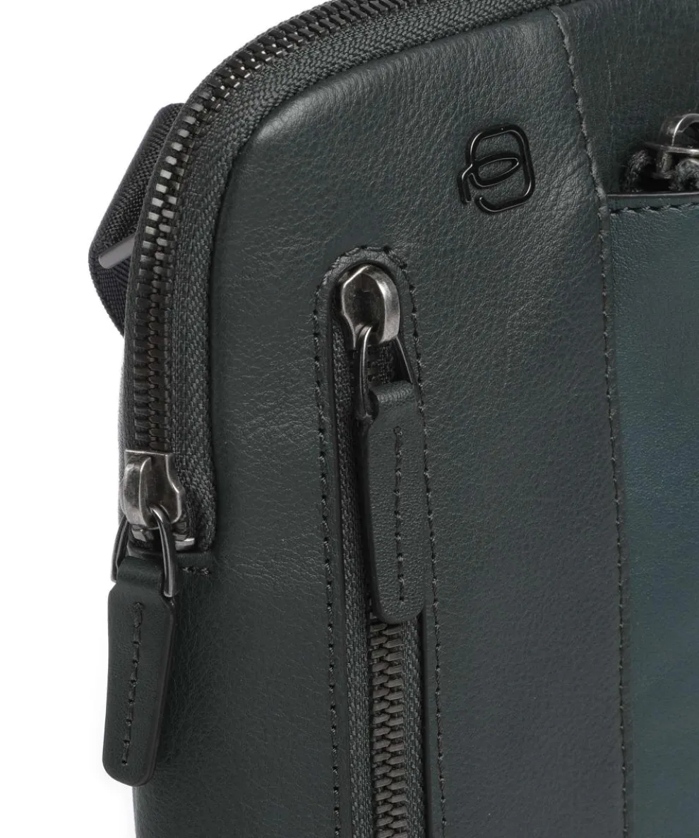 Black Square Umhängetasche genarbtes Leder dunkelgrün