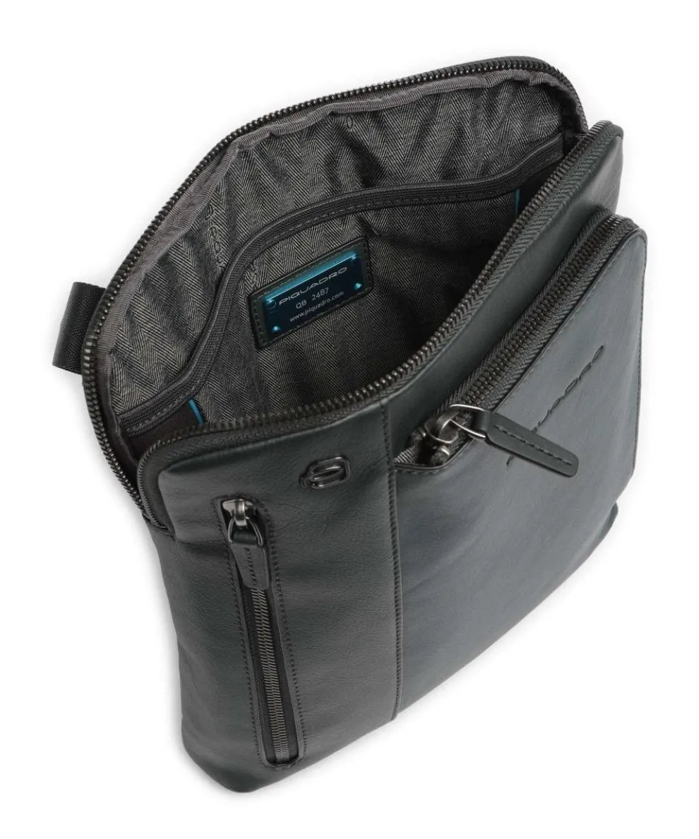 Black Square Umhängetasche genarbtes Leder dunkelgrün