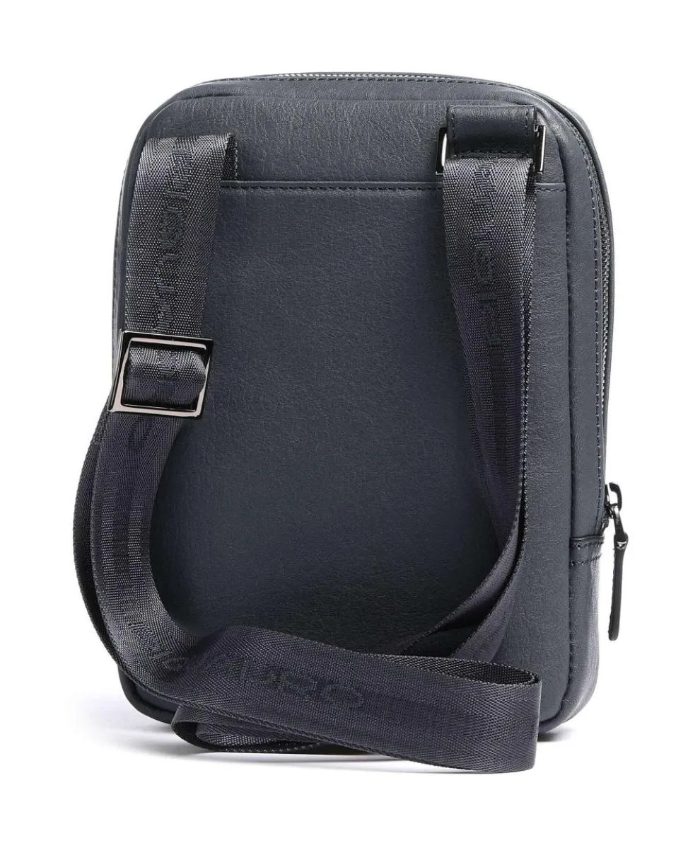 Black Square Umhängetasche genarbtes Rindsleder blaugrau