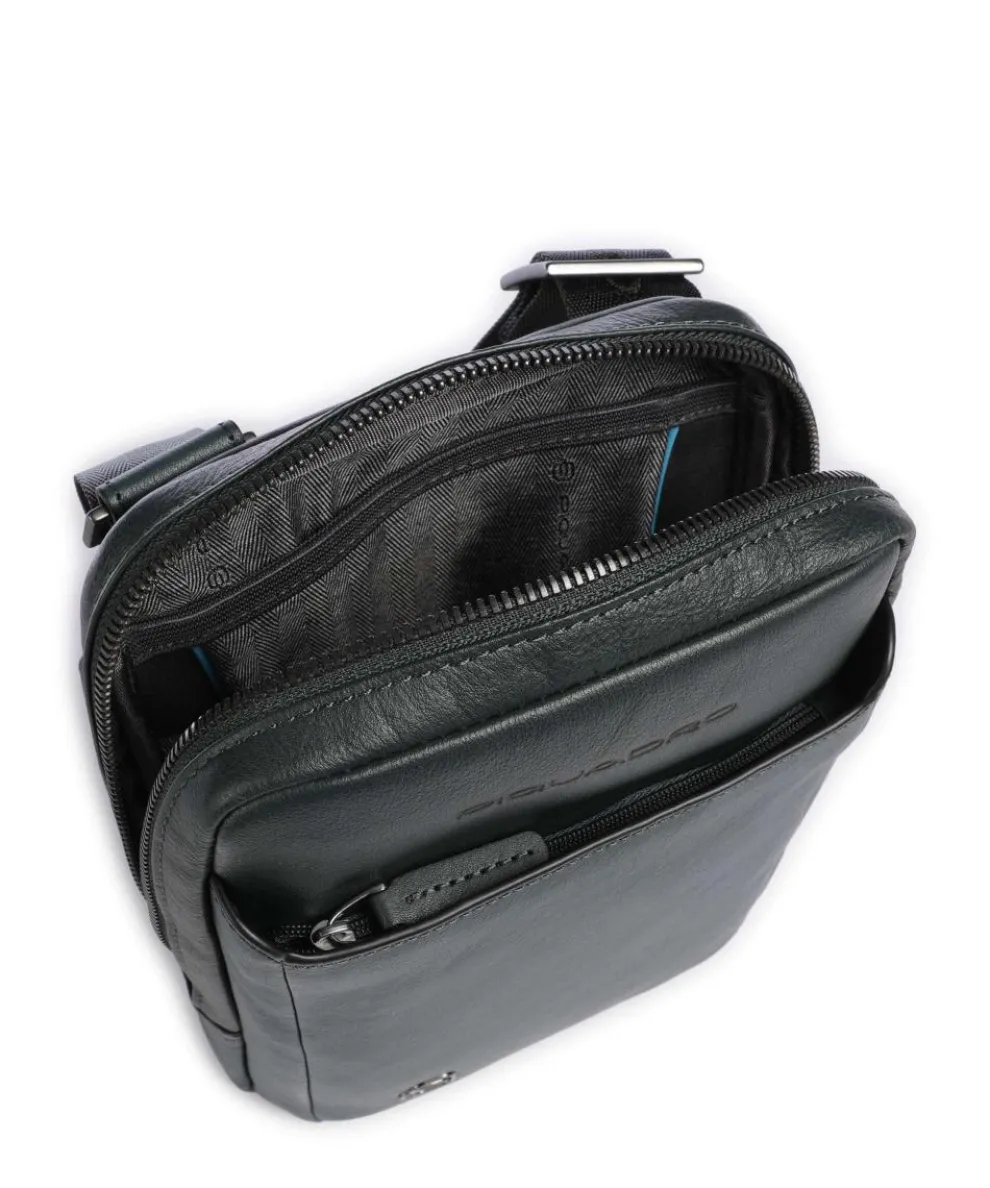 Black Square Umhängetasche genarbtes Rindsleder dunkelgrün