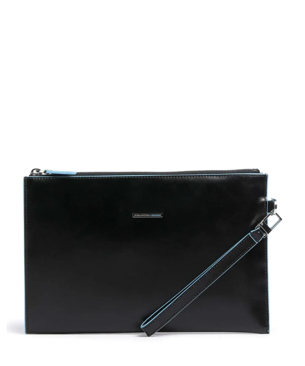 Blue Square Handgelenktasche fein genarbtes Leder schwarz