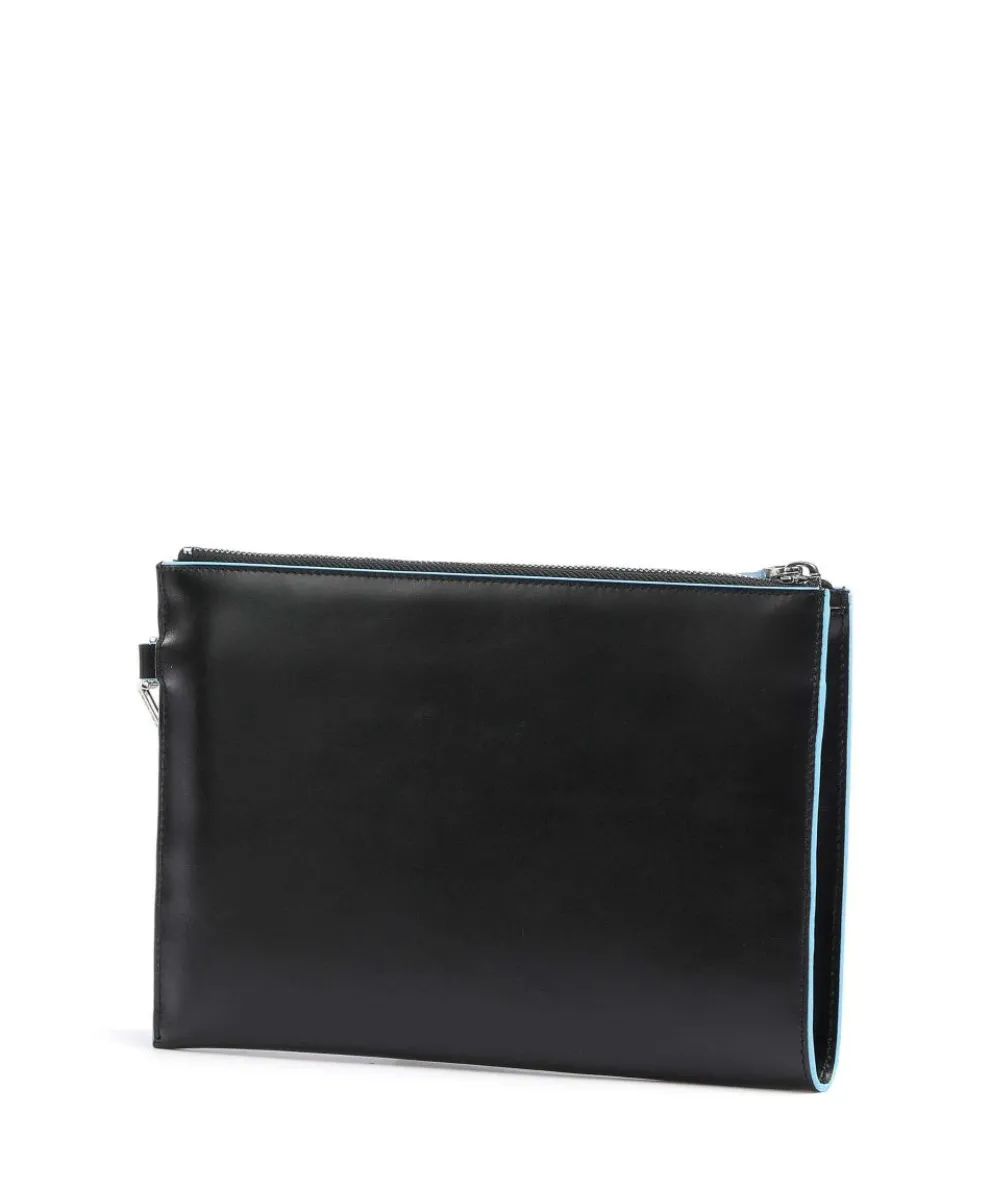 Blue Square Handgelenktasche fein genarbtes Leder schwarz