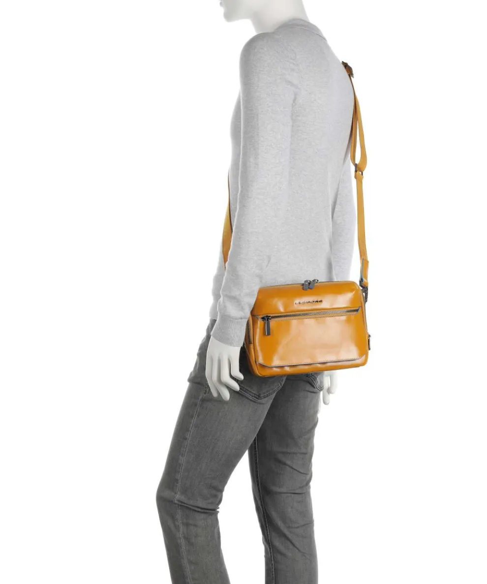 Blue Square Umhängetasche fein genarbtes Rindsleder senfgelb