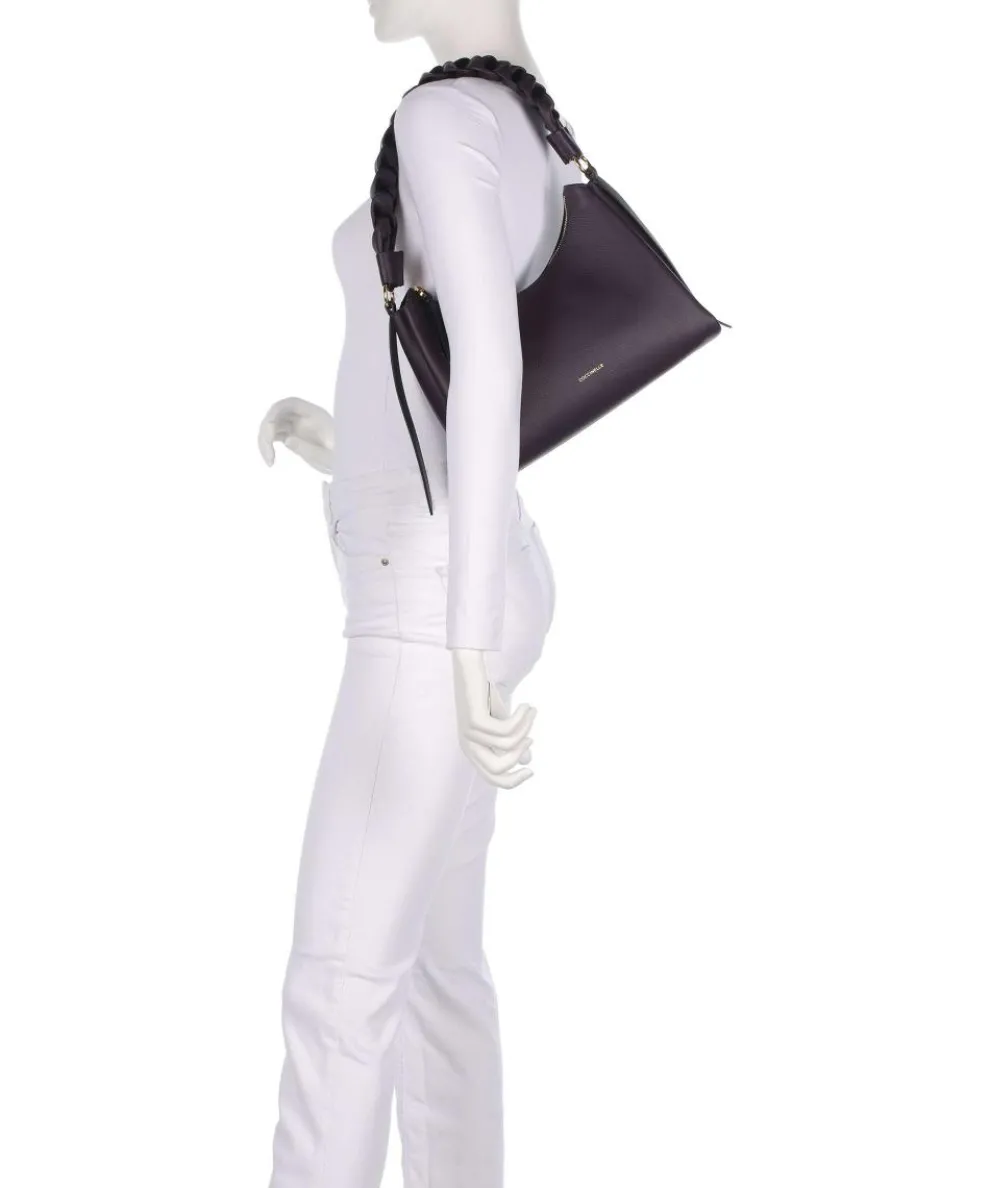 Boheme Grana Double Schultertasche genarbtes Leder pflaume