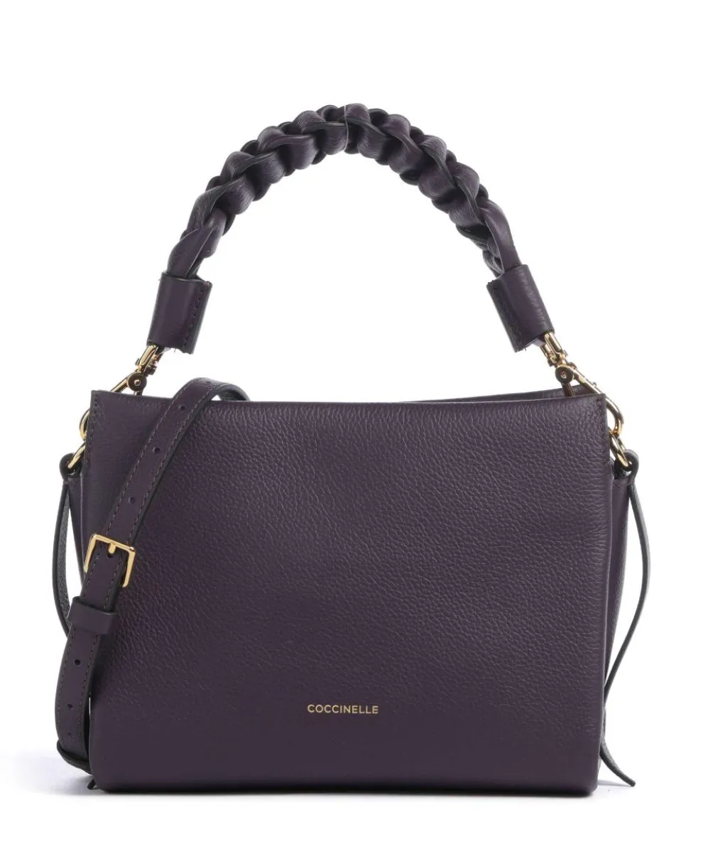 Boheme Grana Double Handtasche genarbtes Leder pflaume