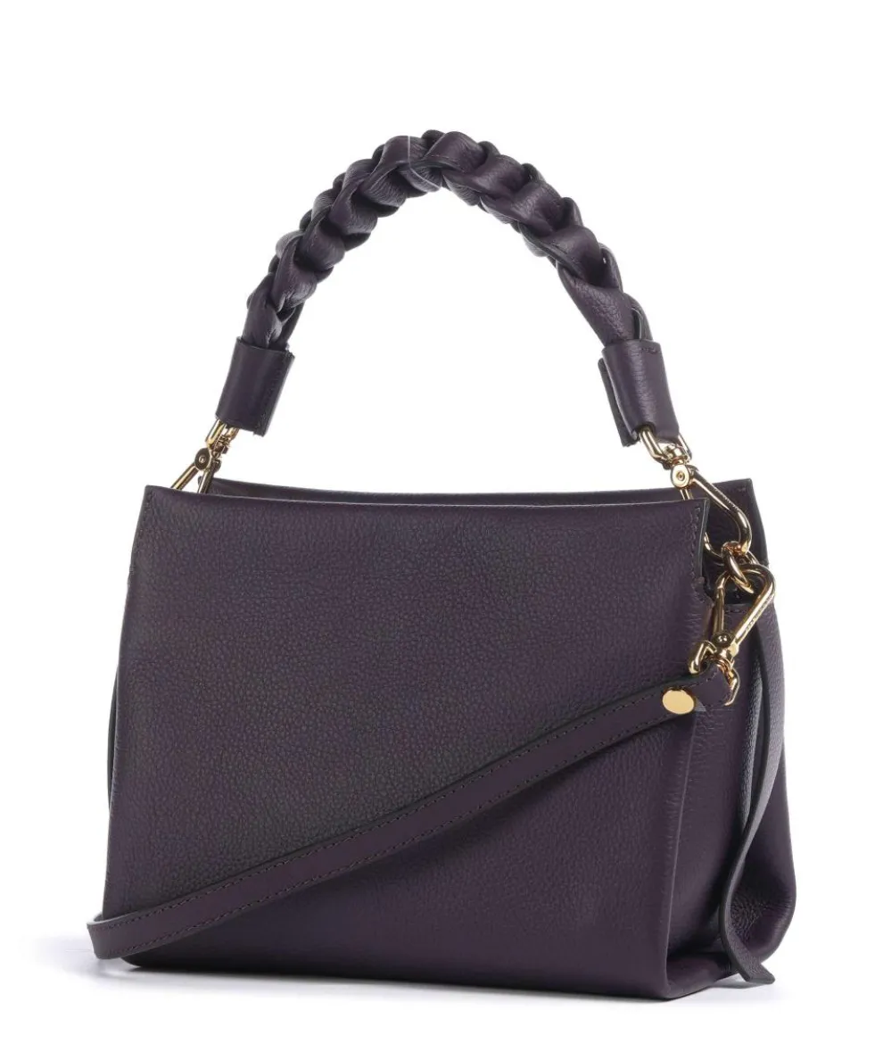 Boheme Grana Double Handtasche genarbtes Leder pflaume