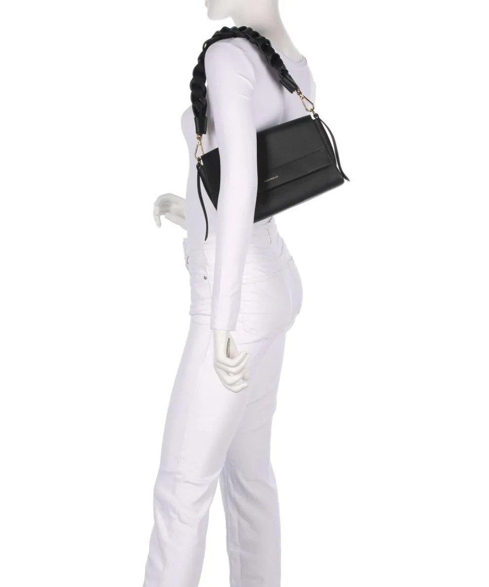 Boheme Grana Double Schultertasche genarbtes Rindsleder schwarz