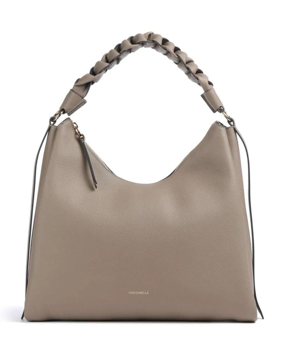 Boheme Grana Double Beuteltasche genarbtes Leder taupe