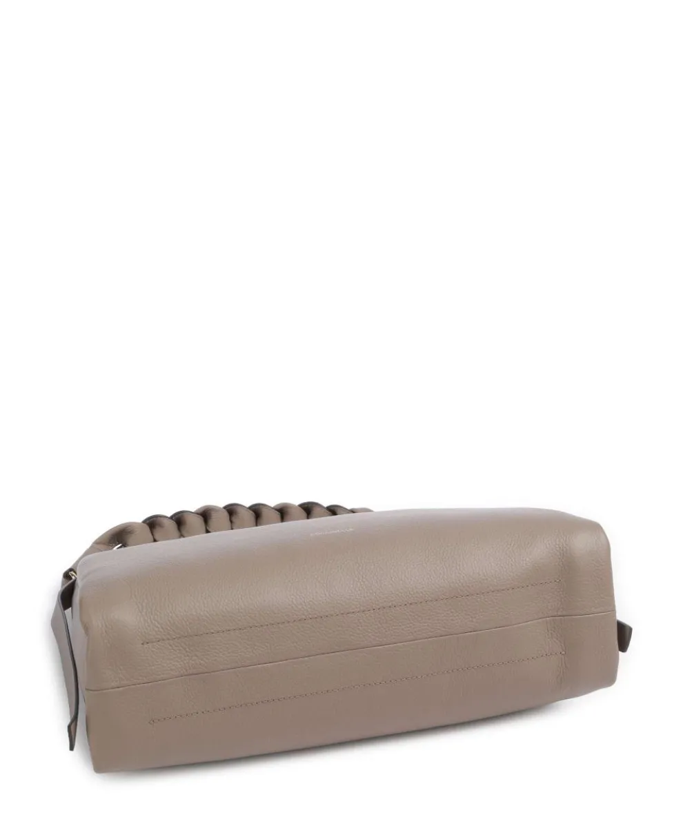 Boheme Grana Double Beuteltasche genarbtes Leder taupe