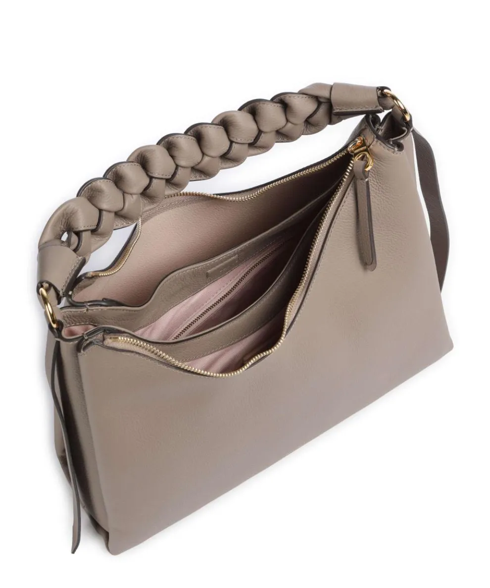 Boheme Grana Double Beuteltasche genarbtes Leder taupe