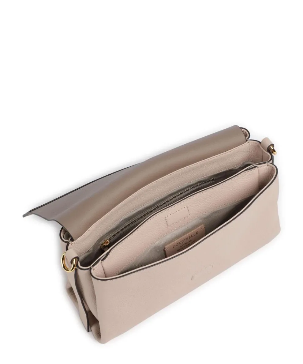 Boheme Grana Double Schultertasche genarbtes Rindsleder beige