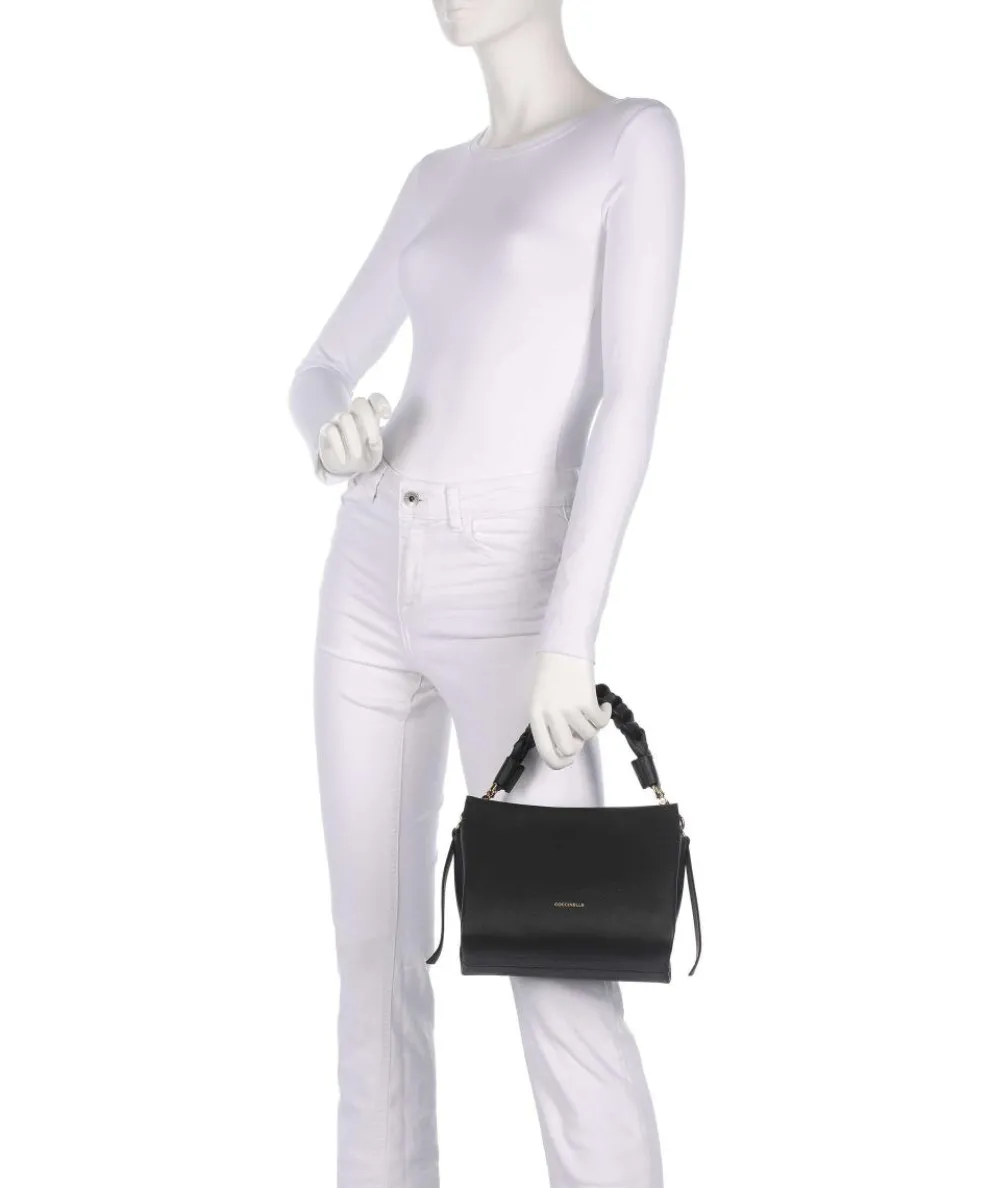 Boheme Grana Double Handtasche genarbtes Leder schwarz