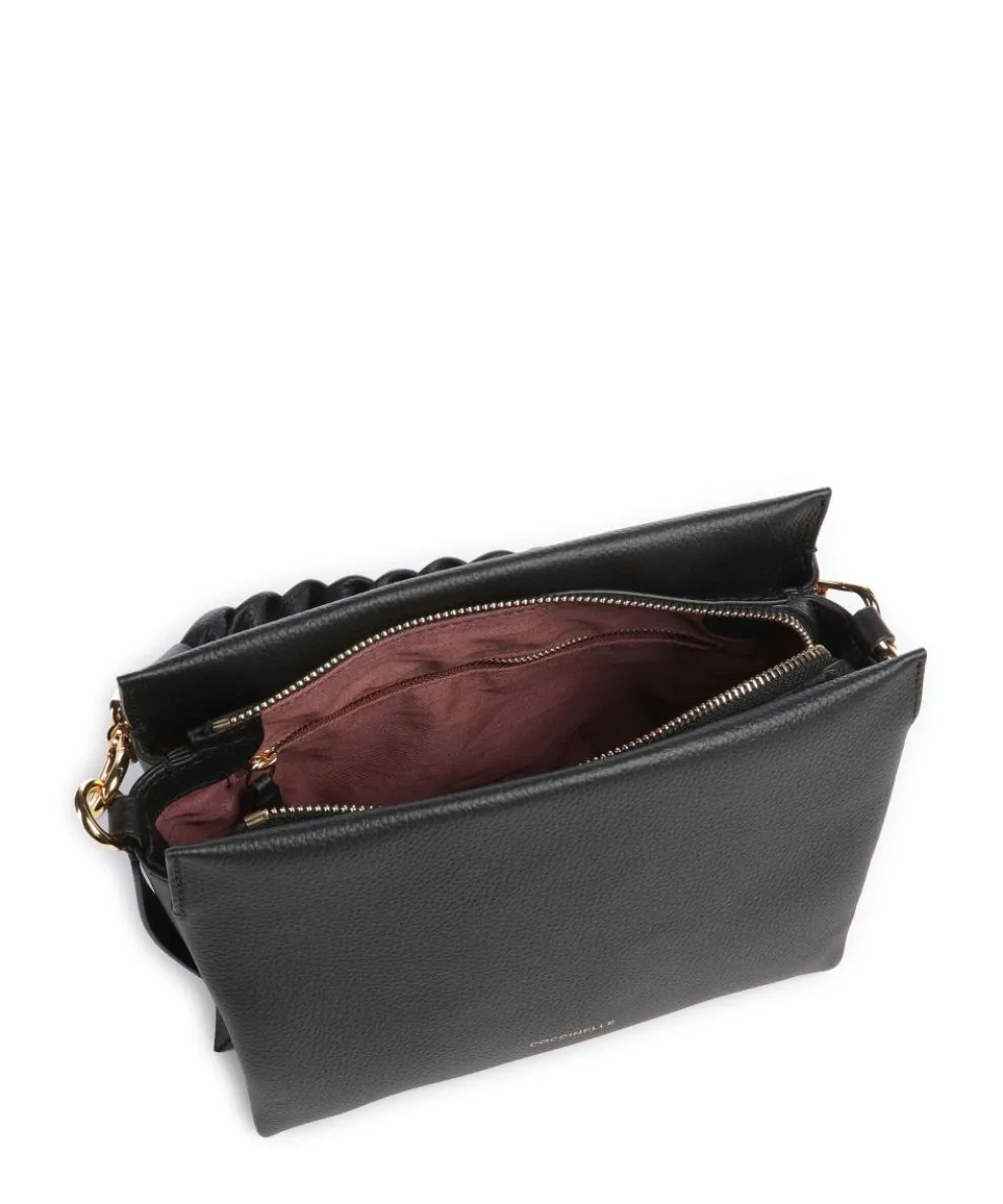 Boheme Grana Double Handtasche genarbtes Leder schwarz