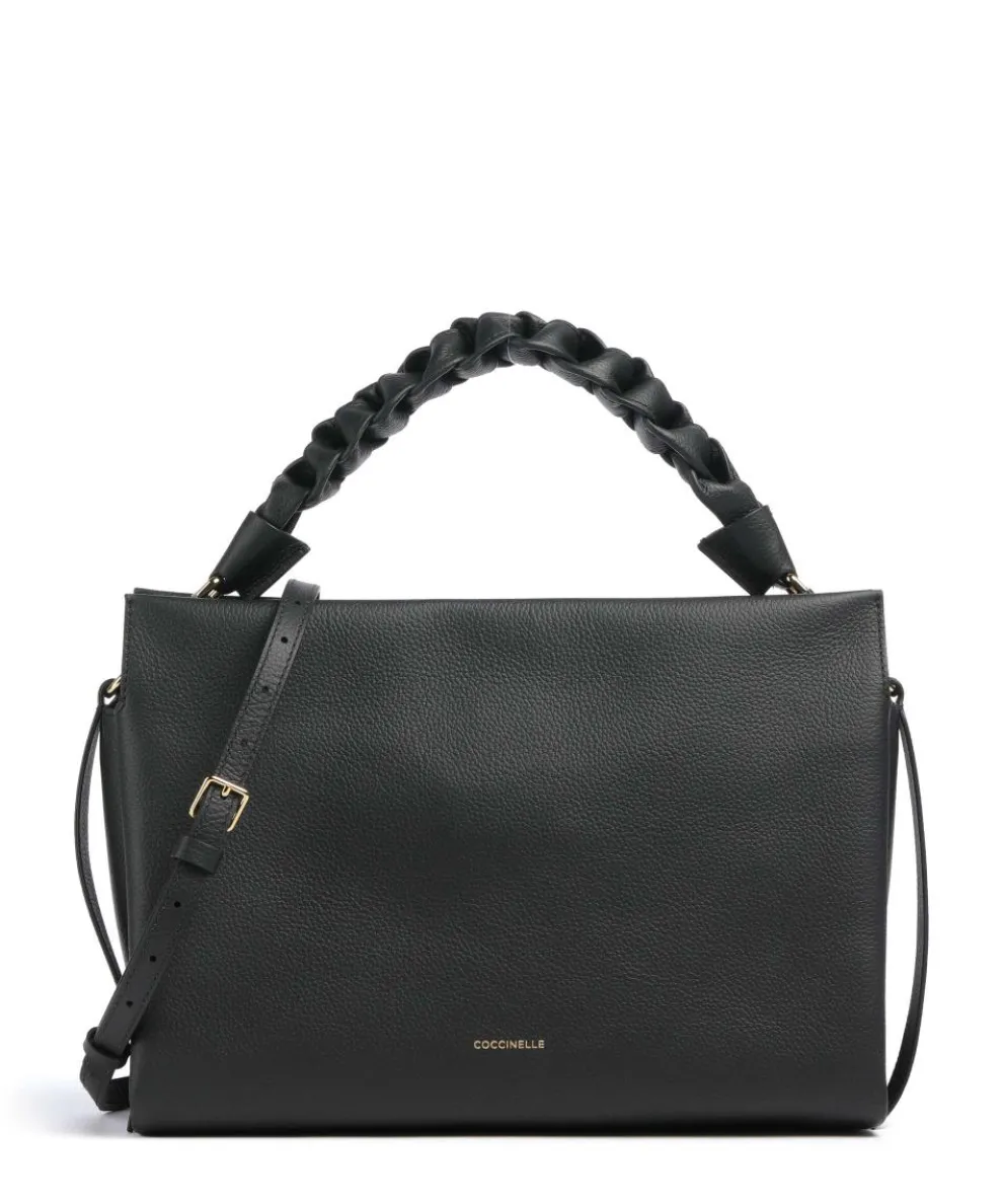 Boheme Grana Double Beuteltasche genarbtes Rindsleder schwarz