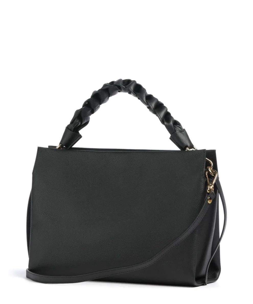 Boheme Grana Double Beuteltasche genarbtes Rindsleder schwarz