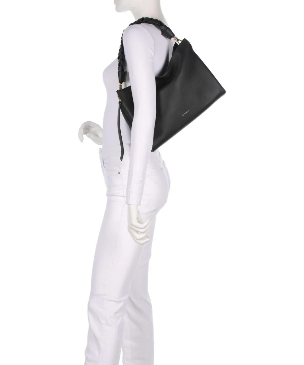 Boheme Grana Double Beuteltasche genarbtes Rindsleder schwarz