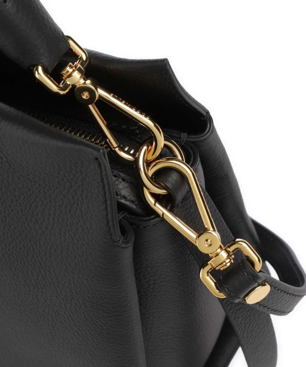 Boheme Grana Double Beuteltasche genarbtes Rindsleder schwarz