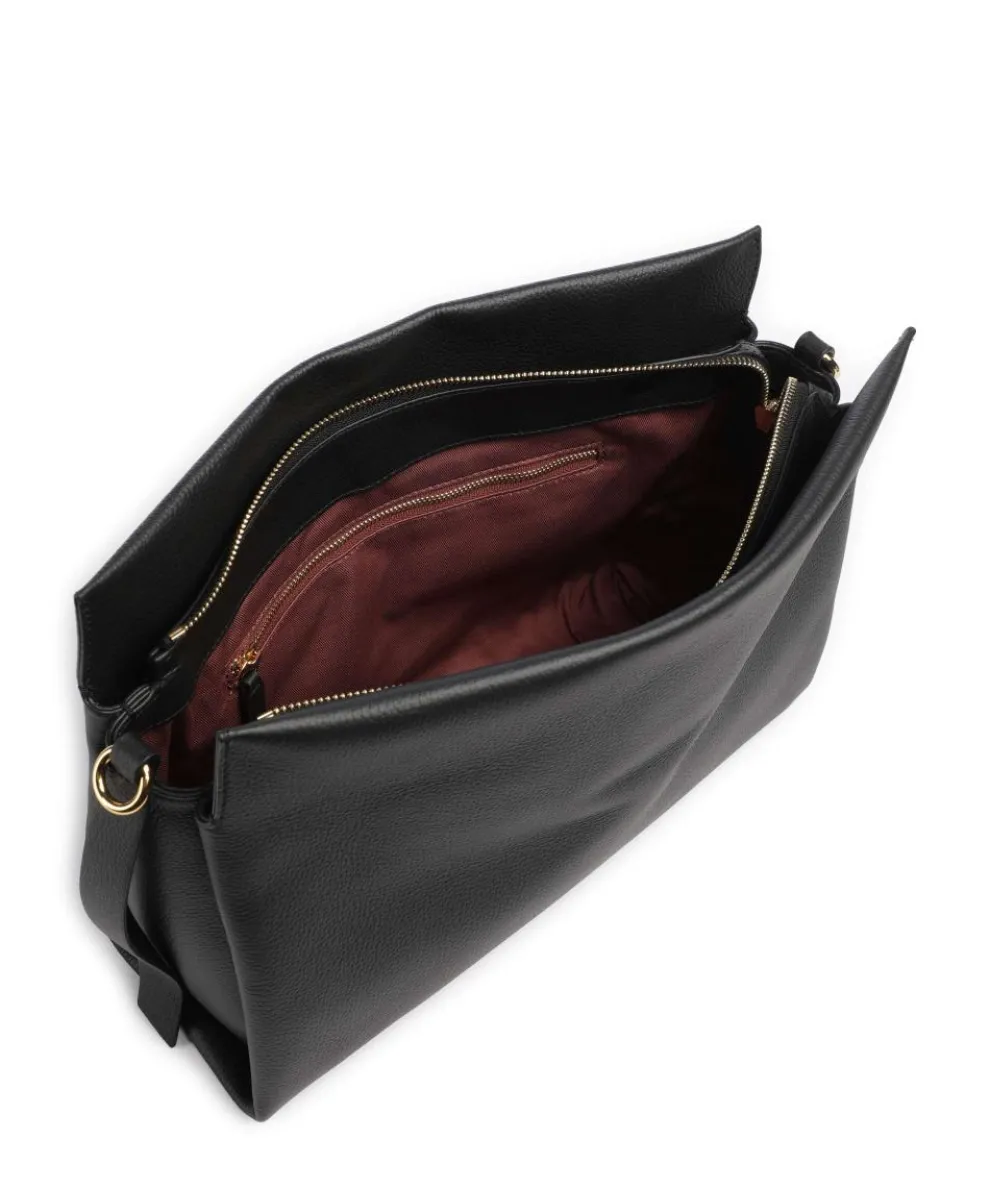 Boheme Grana Double Beuteltasche genarbtes Rindsleder schwarz