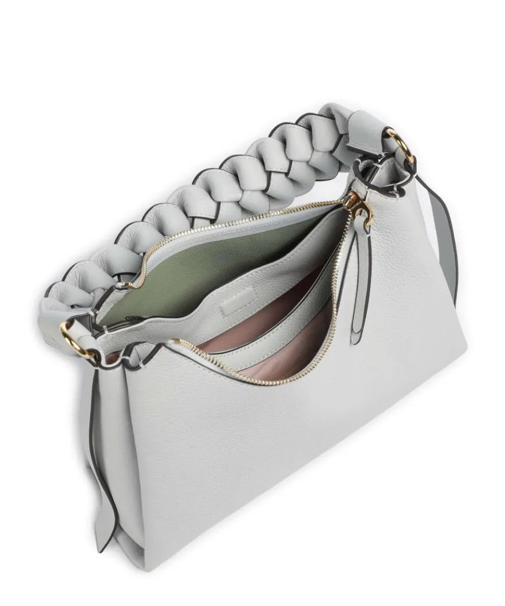 Boheme Grana Double Schultertasche genarbtes Leder hellblau