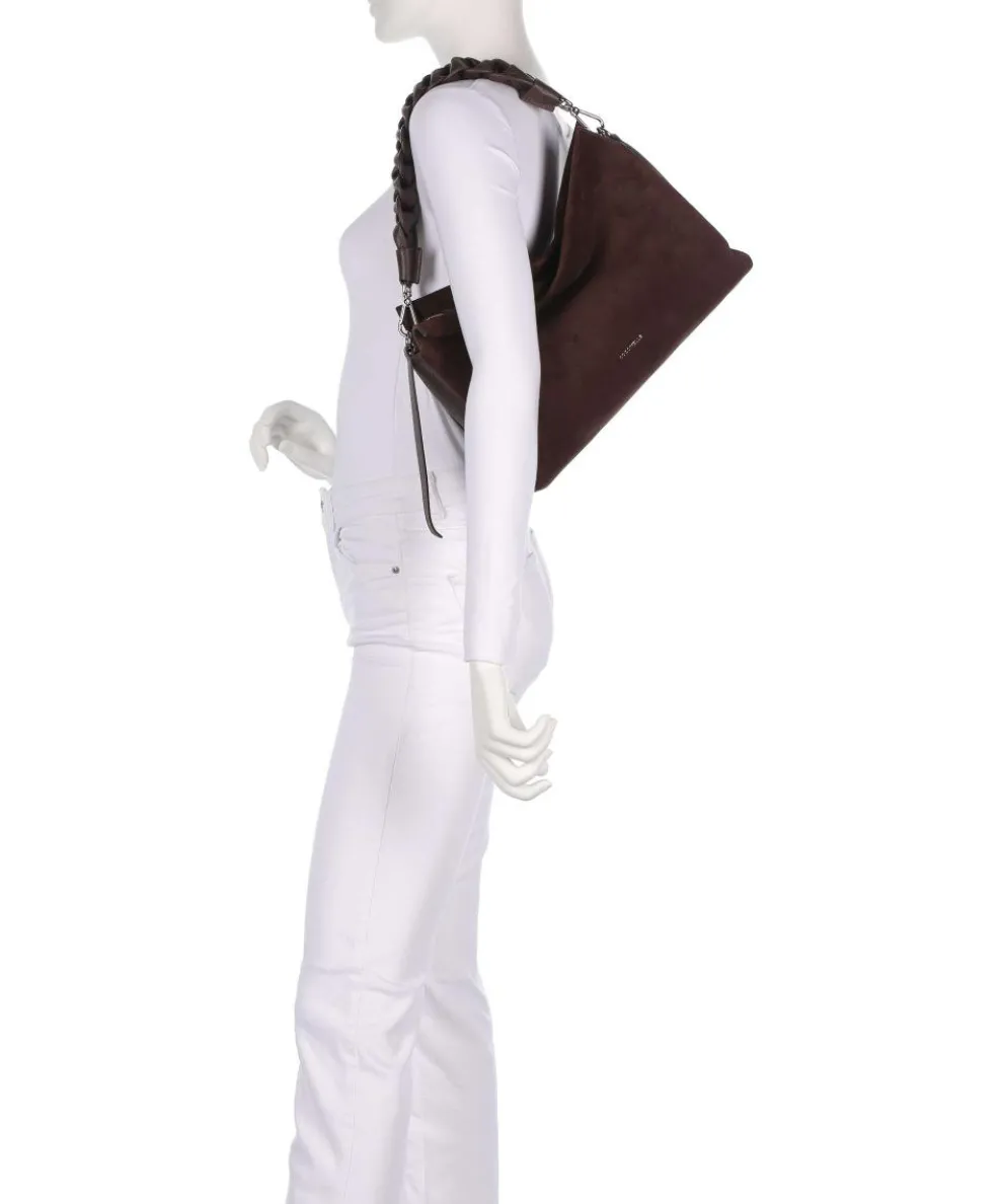 Boheme Suede Beuteltasche aufgerautes Rindsleder dunkelbraun