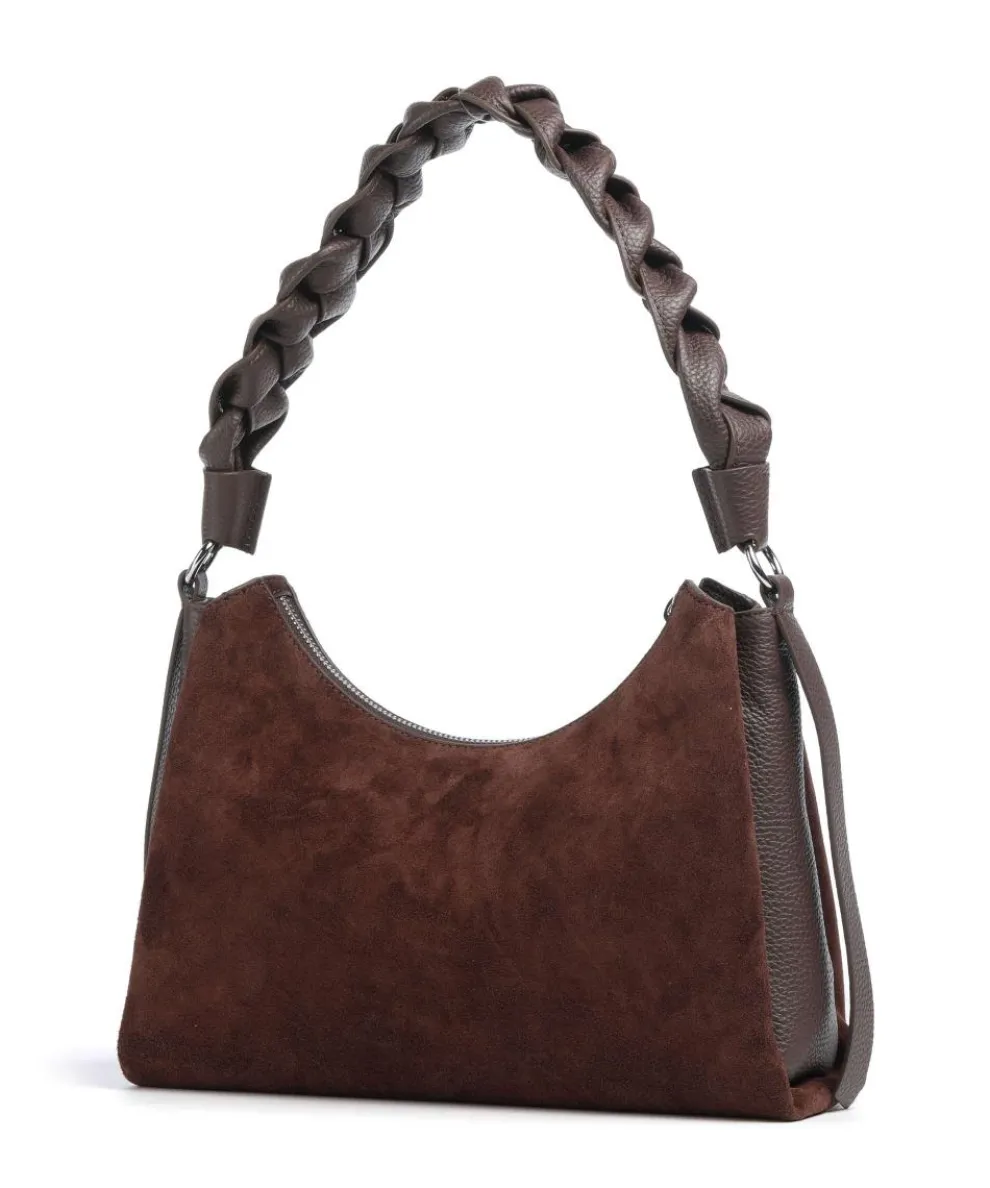 Boheme Suede Schultertasche aufgerautes Rindsleder dunkelbraun
