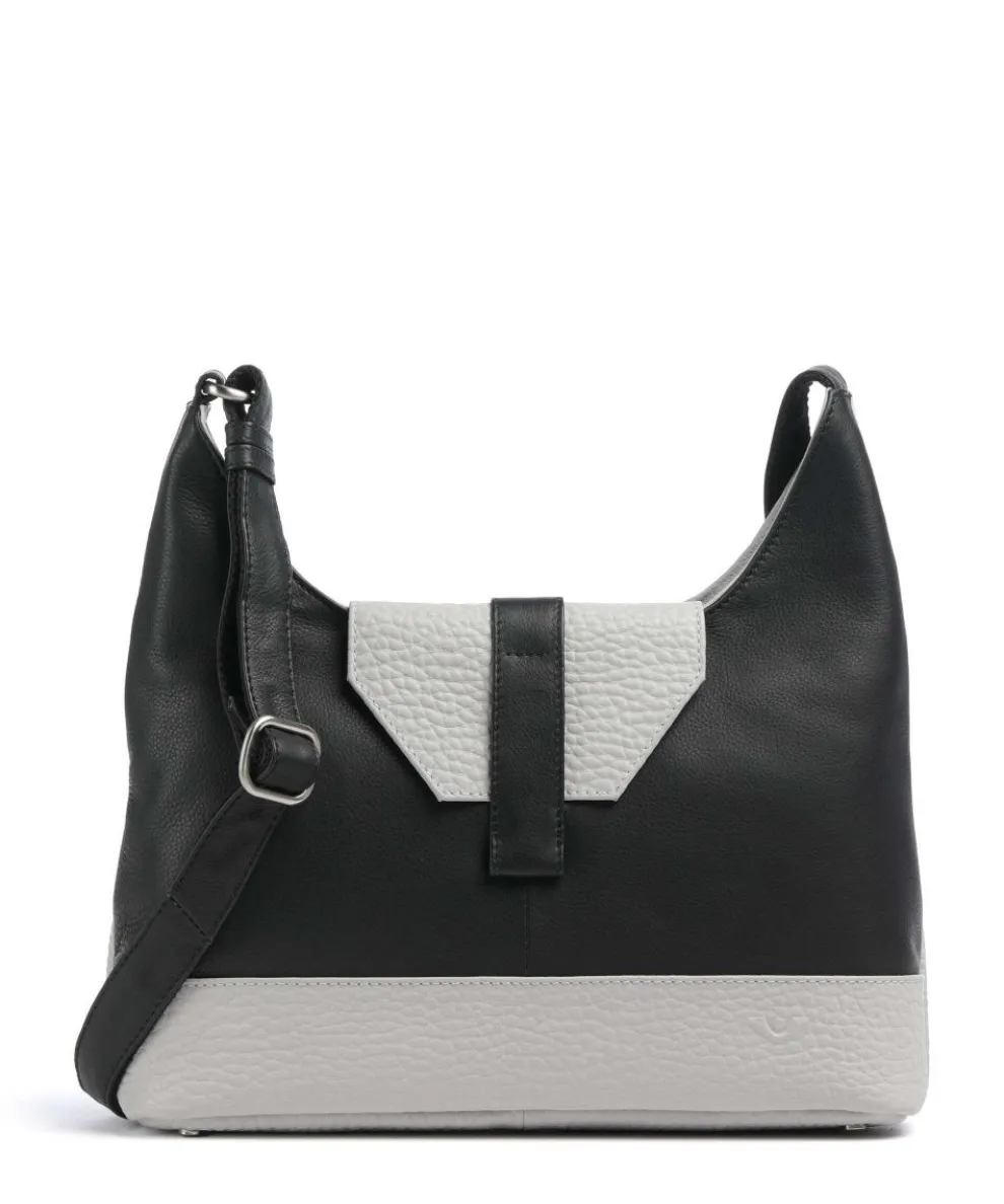 Boston Umhängetasche genarbtes Leder grau/schwarz