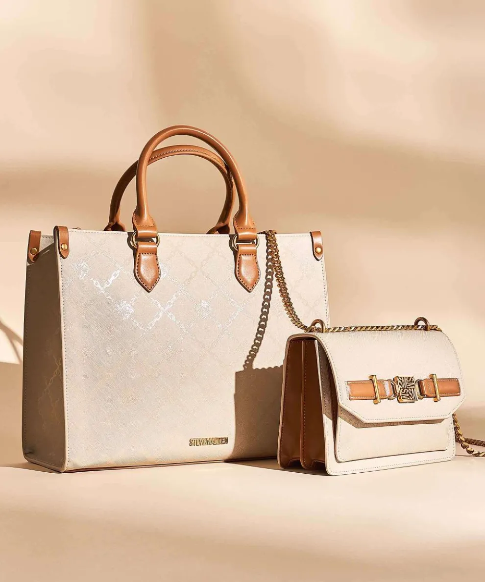 BRENNY Schultertasche Lederimitat elfenbein