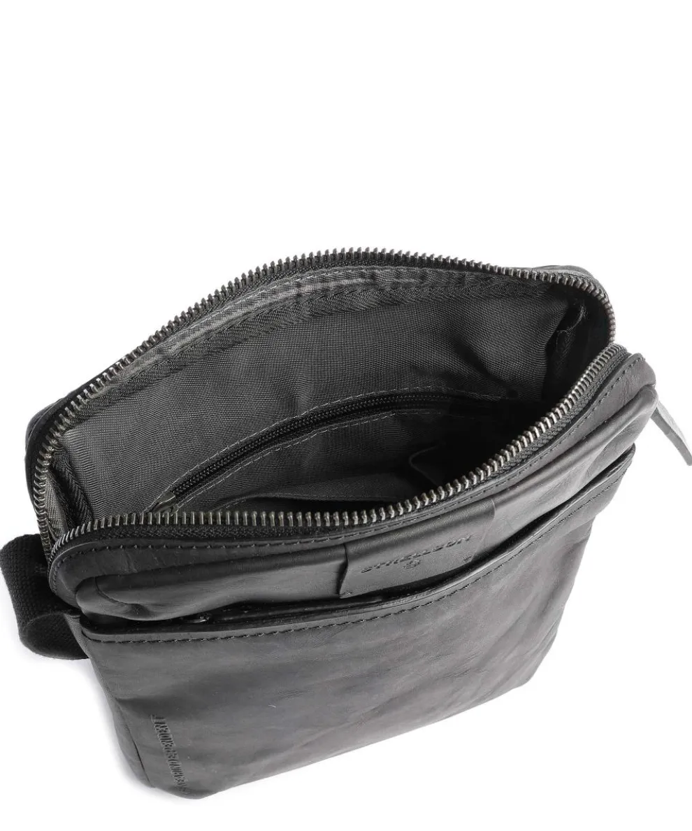 Brick Lane Umhängetasche Leder schwarz