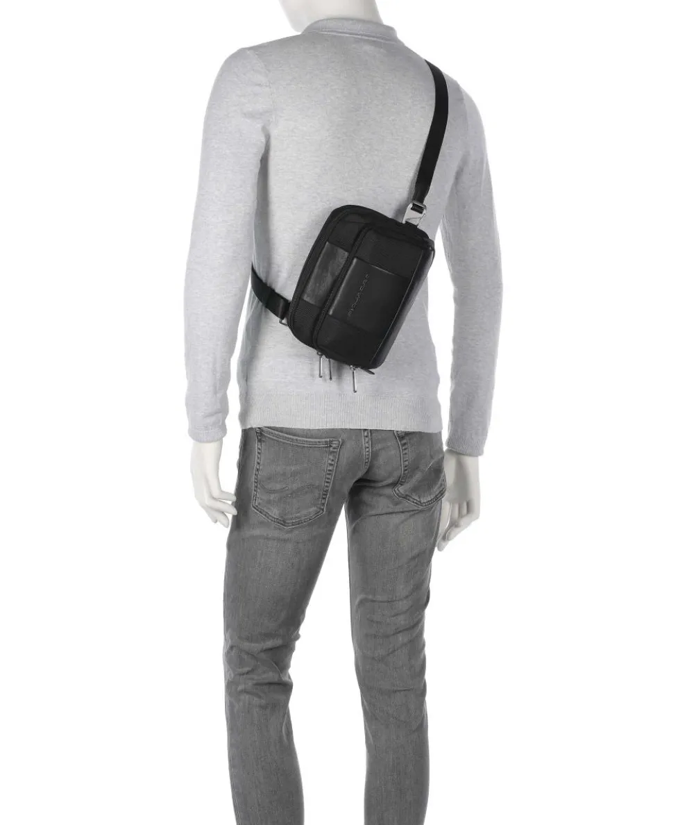 Brief Umhängetasche recyceltes Nylon schwarz