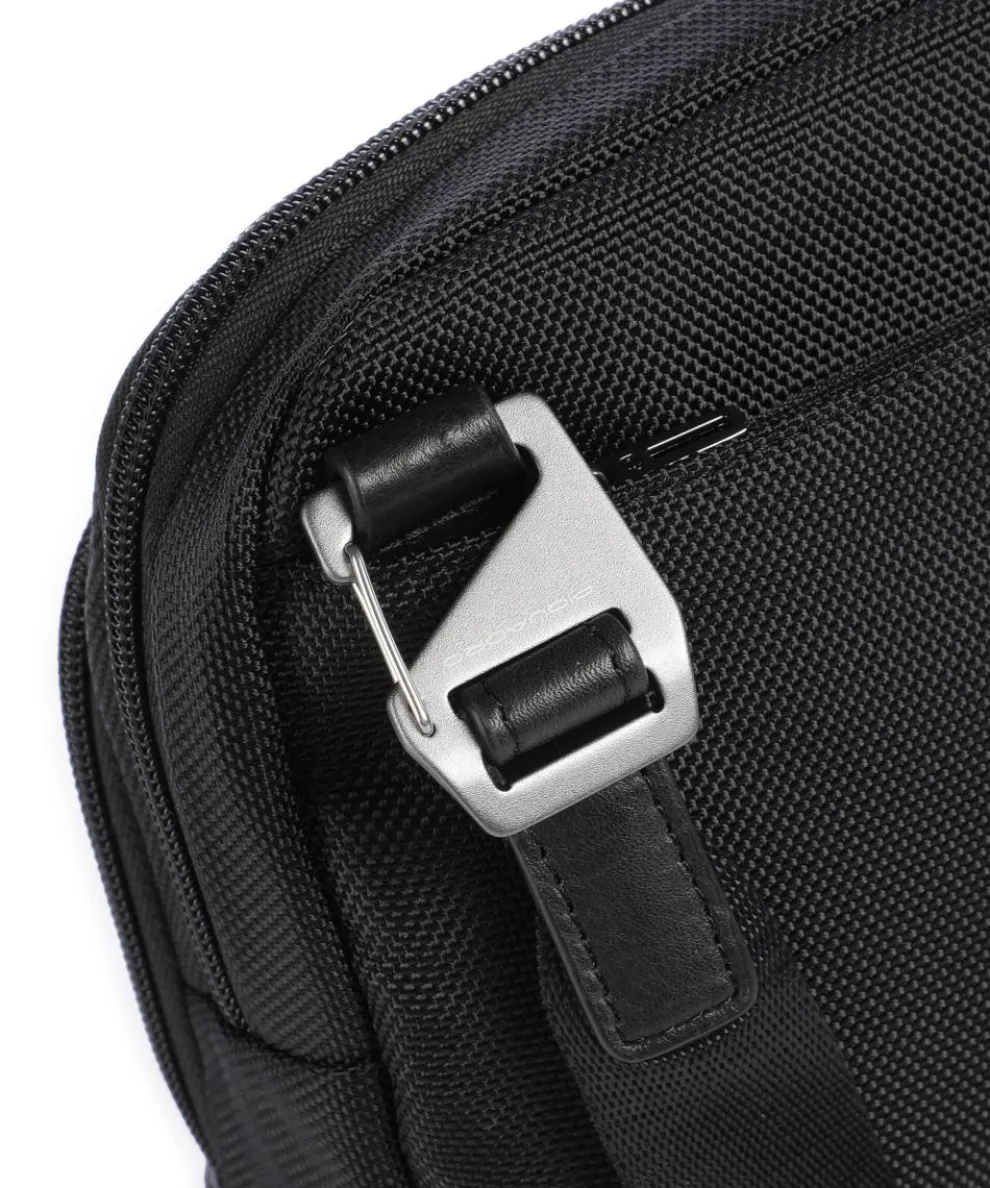 Brief Umhängetasche recyceltes Nylon schwarz