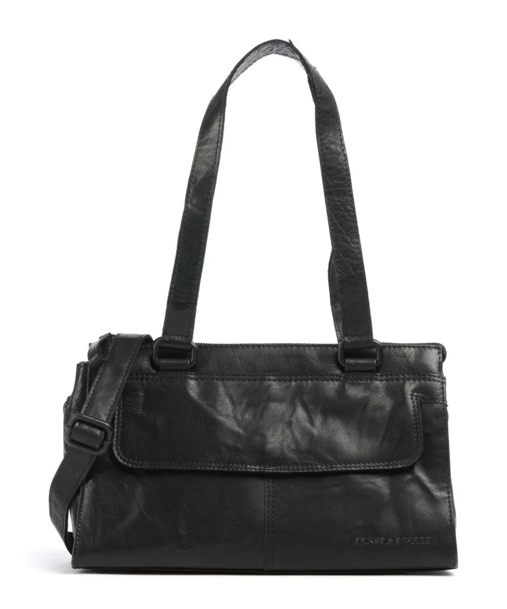 Bronco Amity Schultertasche fein genarbtes Leder schwarz