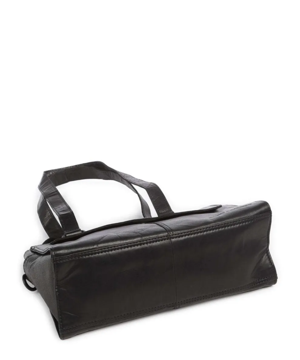 Bronco Amity Schultertasche fein genarbtes Leder schwarz