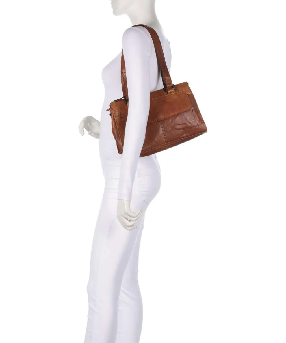Bronco Amity Schultertasche fein genarbtes Leder cognac