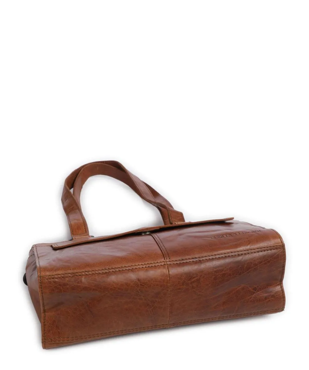 Bronco Amity Schultertasche fein genarbtes Leder cognac
