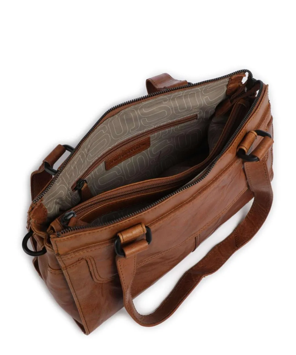 Bronco Amity Schultertasche fein genarbtes Leder cognac