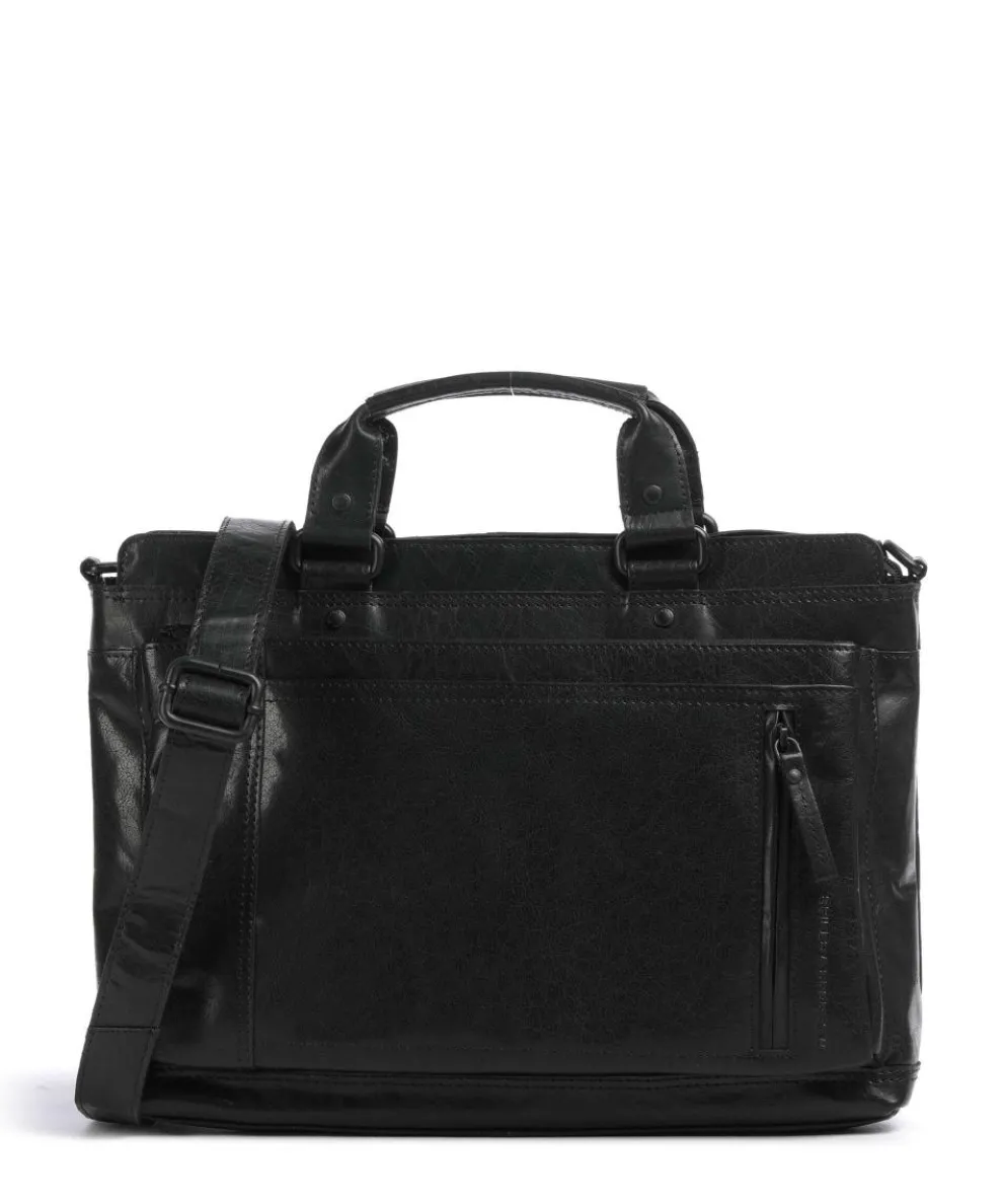 Bronco Bennie Aktentasche 14″ fein genarbtes Leder schwarz