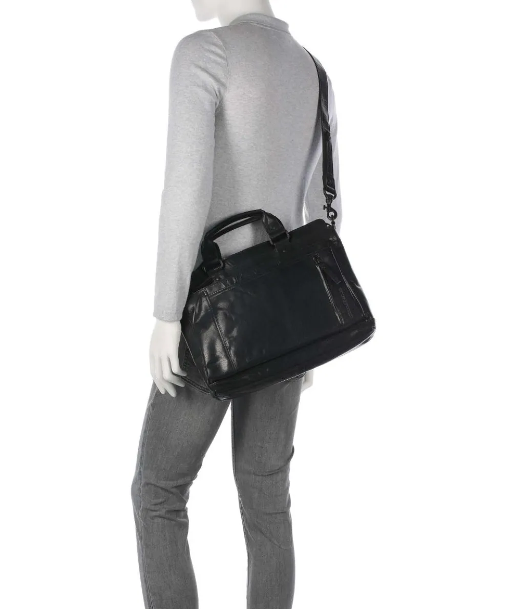 Bronco Bennie Aktentasche 14″ fein genarbtes Leder schwarz