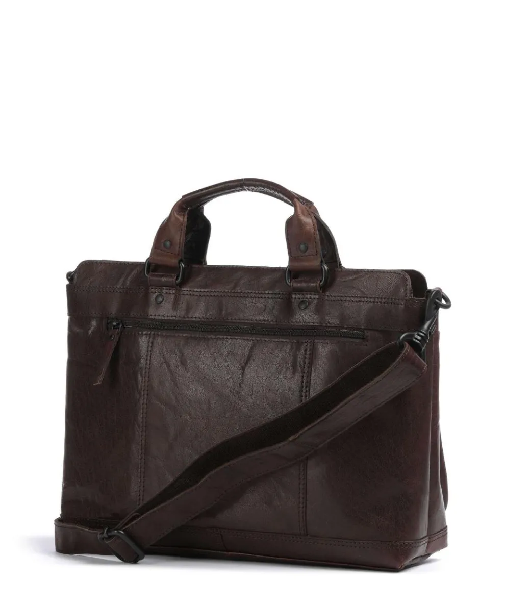 Bronco Bennie Aktentasche 14″ fein genarbtes Leder dunkelbraun