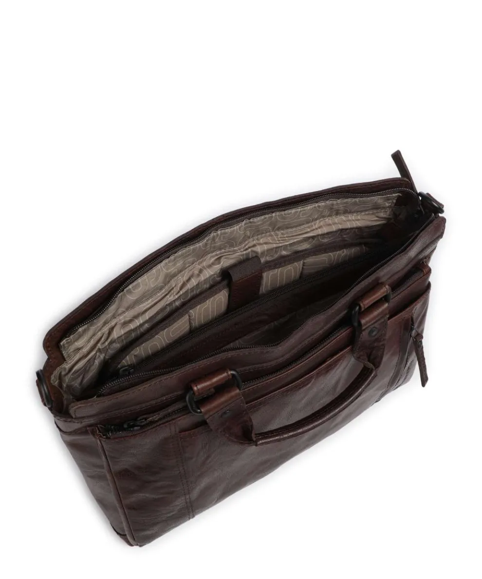 Bronco Bennie Aktentasche 14″ fein genarbtes Leder dunkelbraun