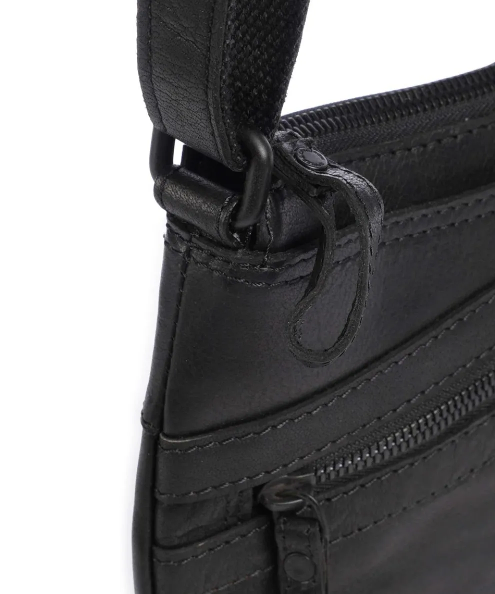 Bronco Camreen Umhängetasche genarbtes Leder schwarz