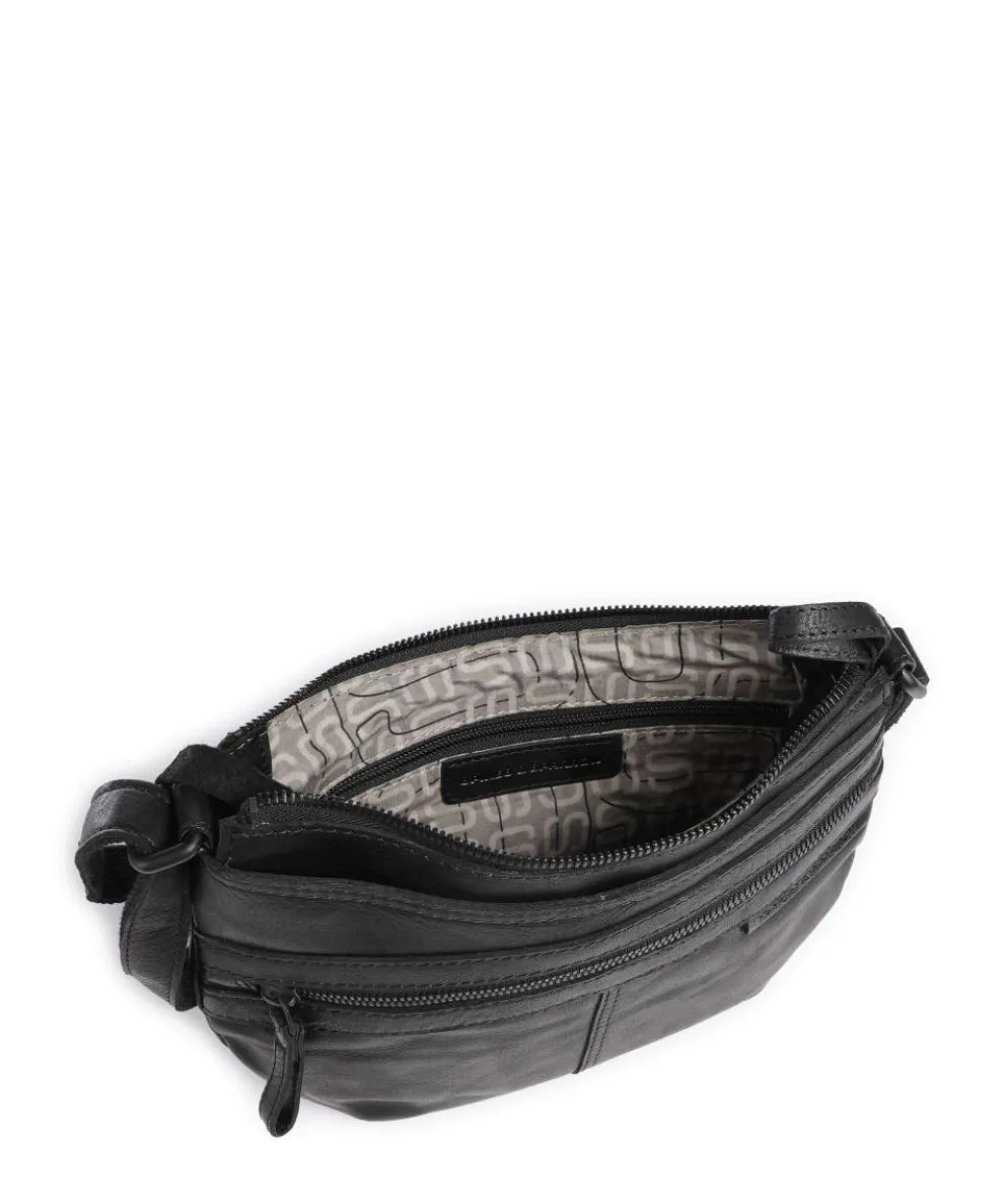 Bronco Camreen Umhängetasche genarbtes Leder schwarz