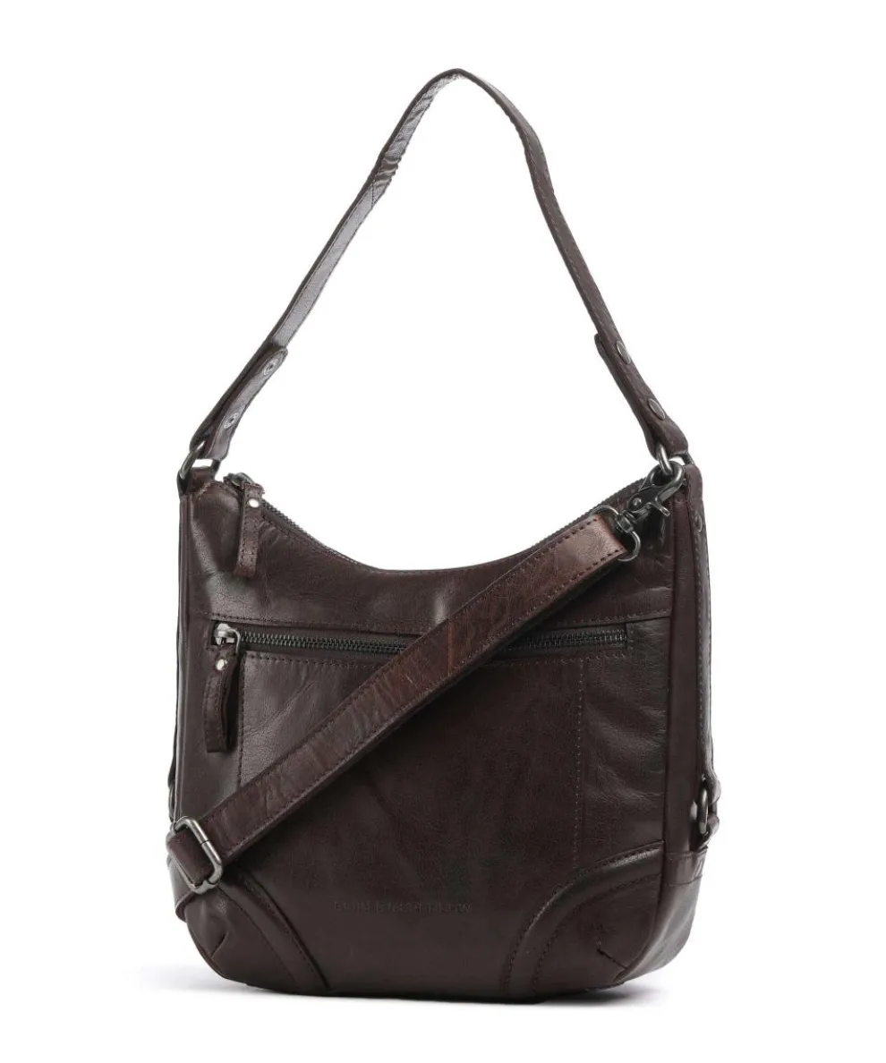 Bronco Candee Beuteltasche fein genarbtes Leder dunkelbraun