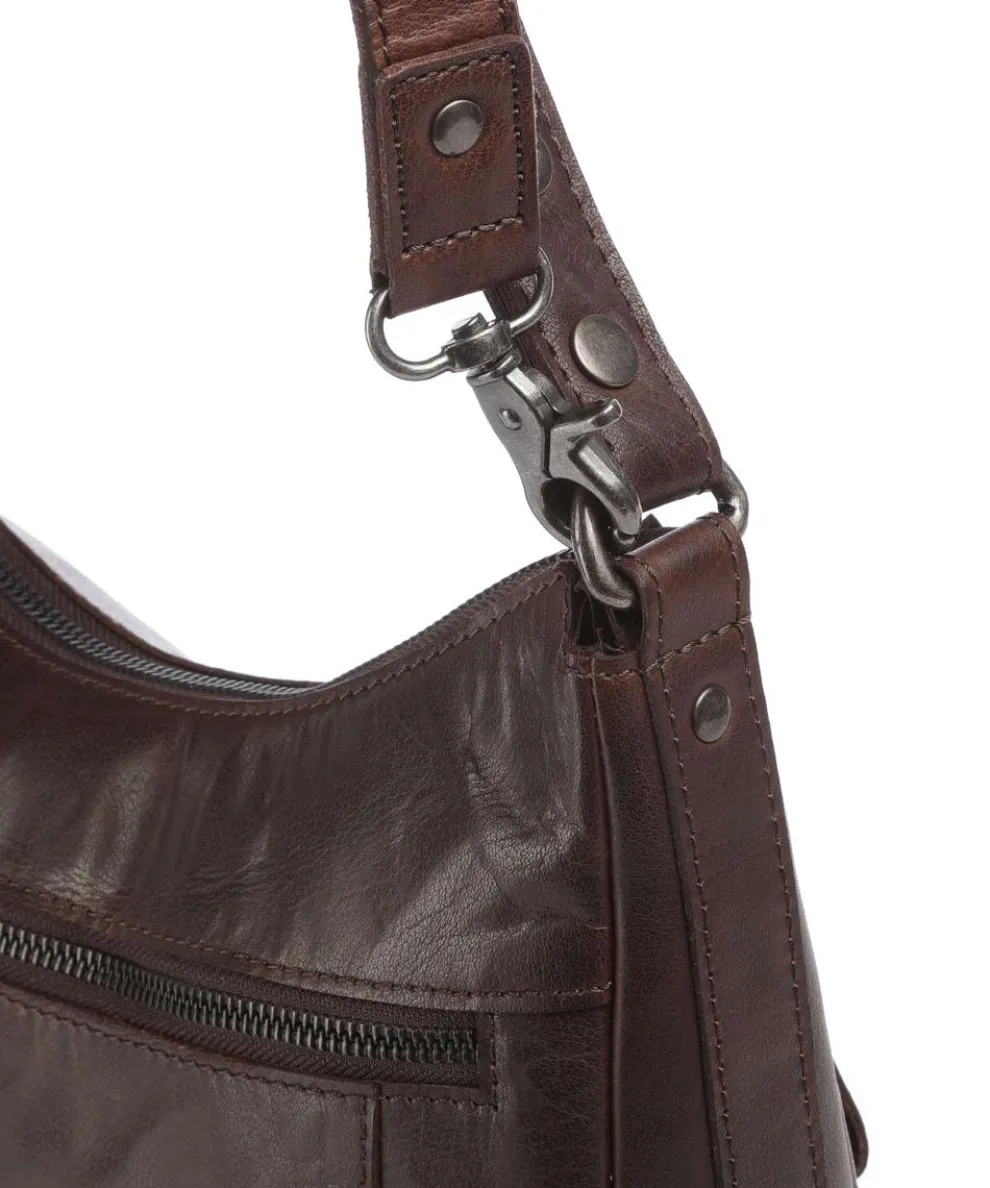 Bronco Candee Beuteltasche fein genarbtes Leder dunkelbraun