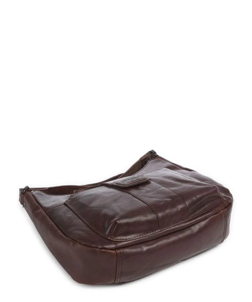 Bronco Carlia Umhängetasche fein genarbtes Leder dunkelbraun