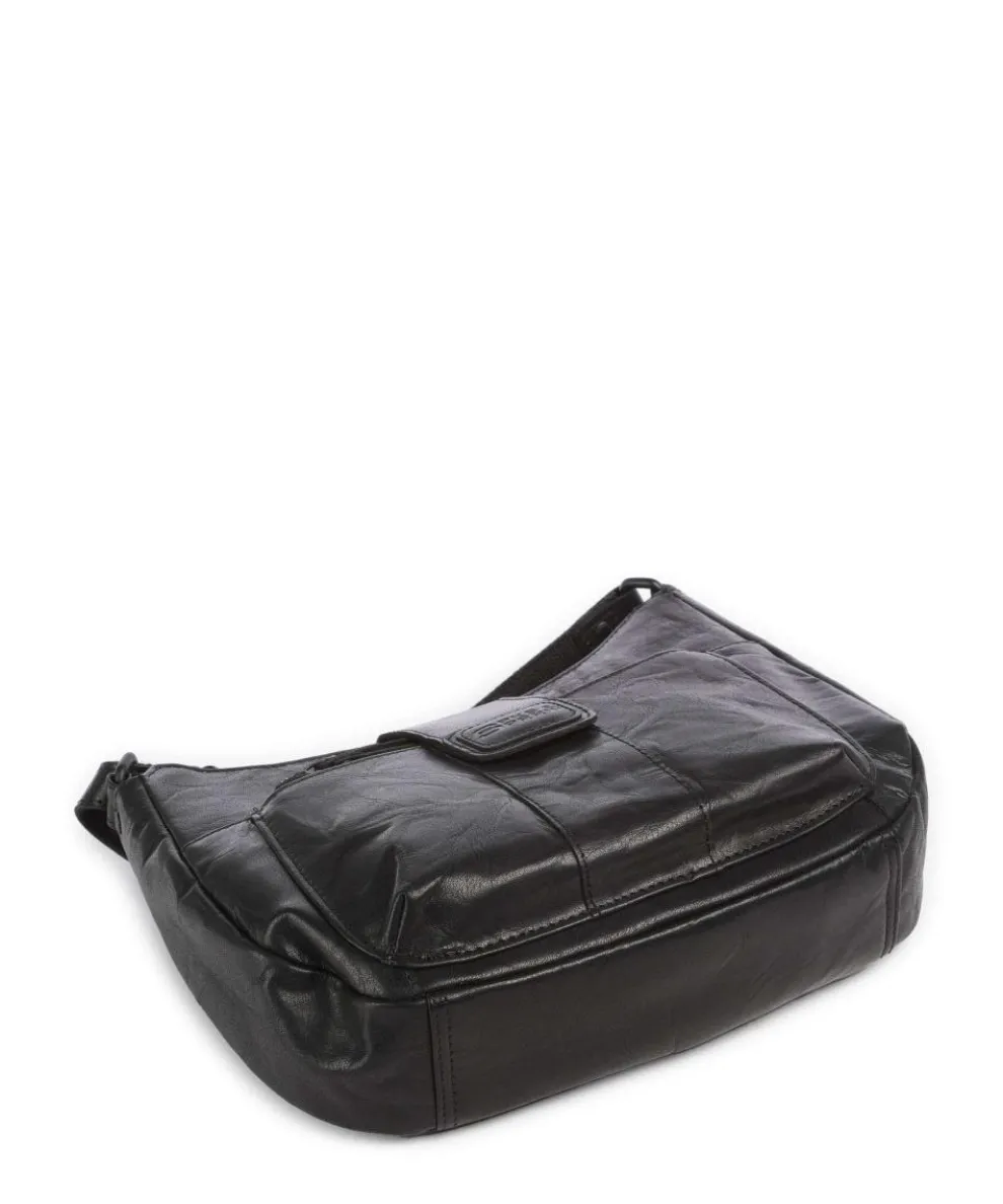 Bronco Carlia Umhängetasche fein genarbtes Leder schwarz